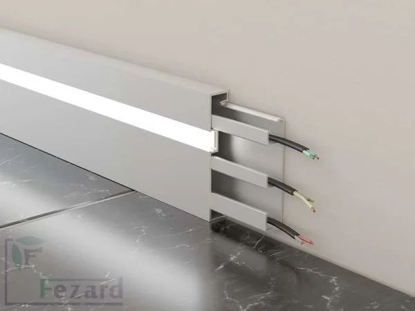 Алюминиевый плинтус Fezard Кабельный ALP-G80-LF Алюминий 80*15*2500 мм в Казани